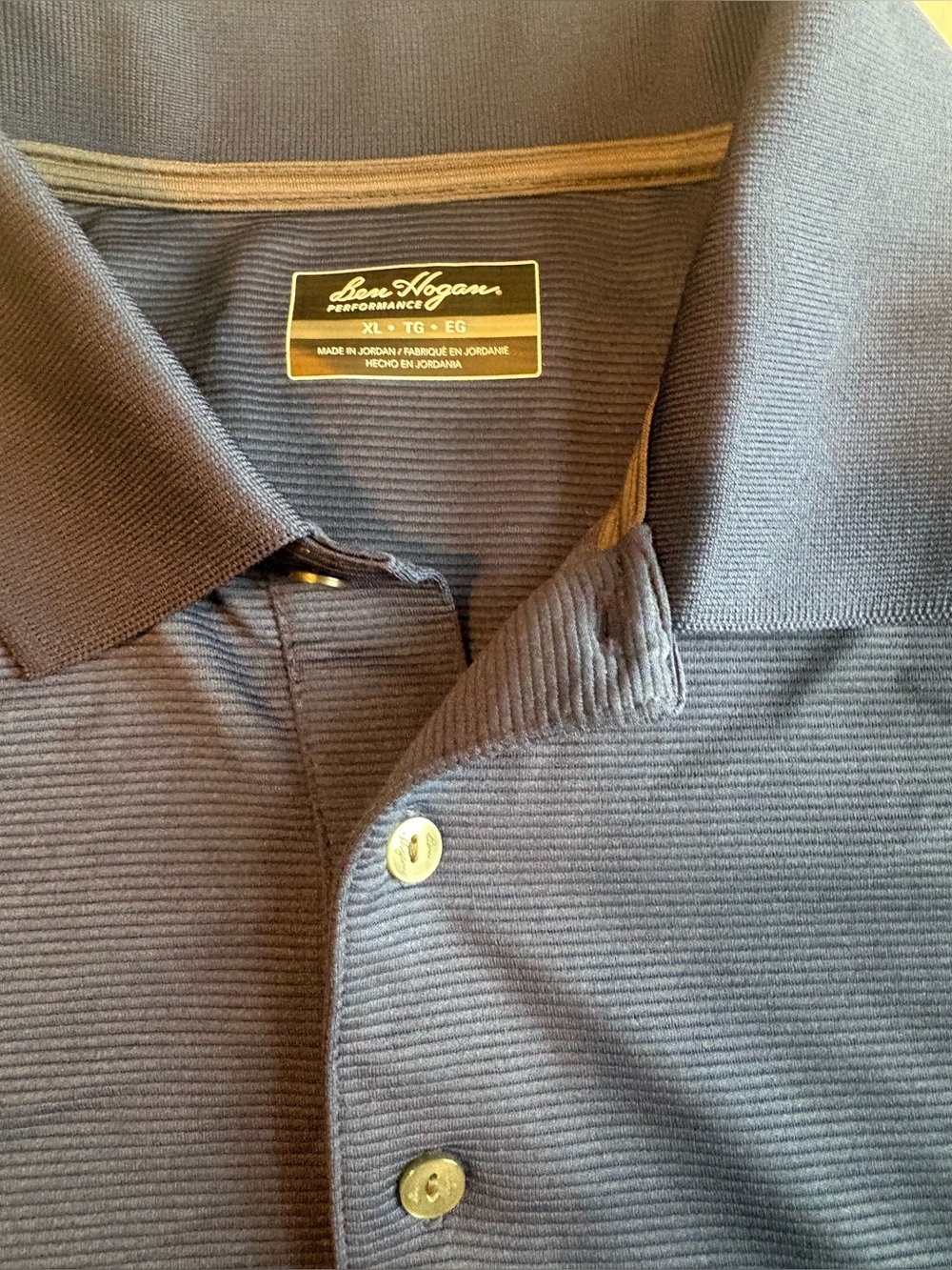 Ben Hogan Performance Men's XL Navy Blue Micro Ribbed Golf Polo